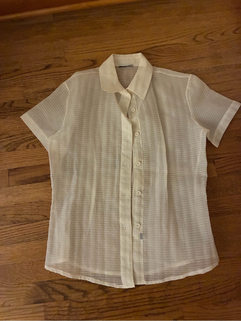 Gianfranco Ferre Sheer Button-Down Top in Cream